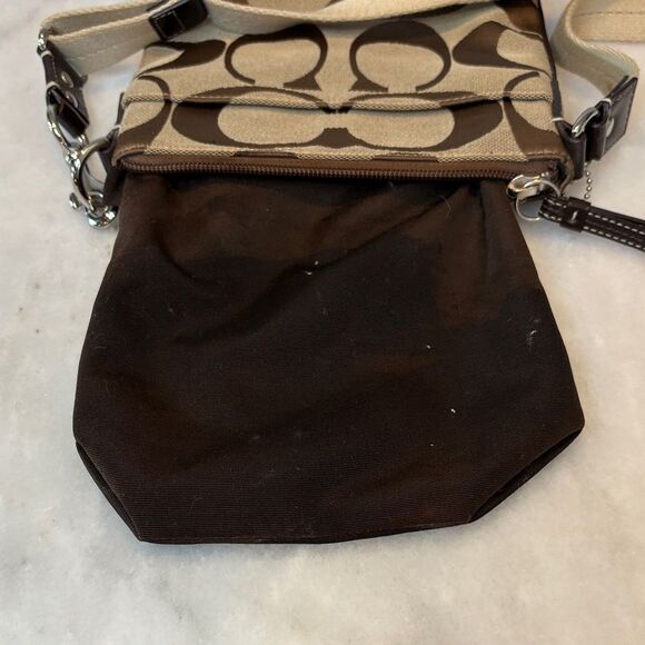 Coach Crossbody Purse Handbag Signature Stripe Jacquard Logo Swing Pack Bag - Picture 13 of 16